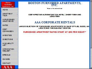 Web site www.furnishedapt.com, Boston Furnished Apartments